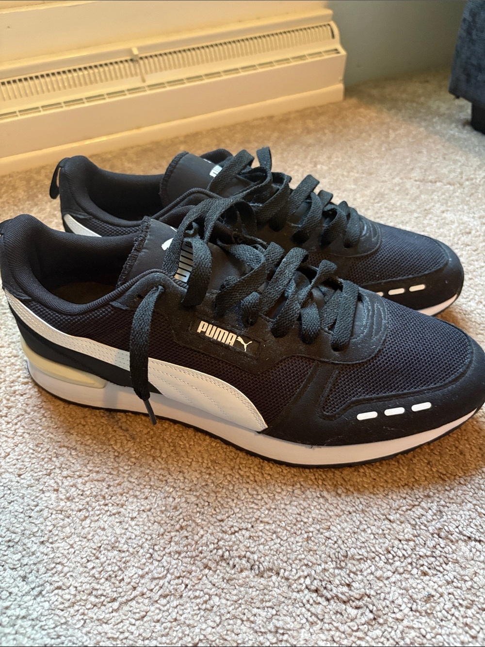 Puma Black & White Low-Top Running Sneakers
